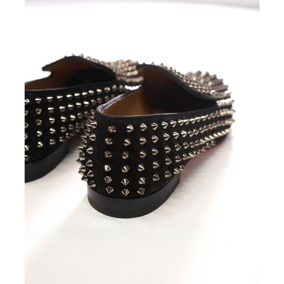 $1,395 LOUBOUTIN - Black Suede Dandelion Spikes Loafers - US 11.5 (44.5EU) main image 4